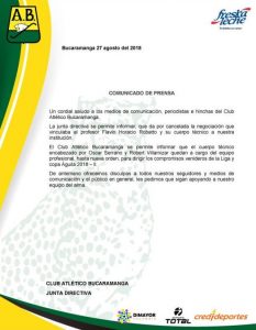 Atlético Bucaramanga cancela negociaciones con el Flavio Robatto.