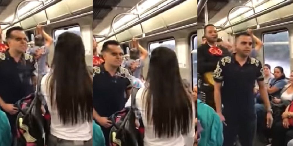 Un joven cantante se subió al Sistema de Transporte de Medellín, junto a un mariachi para dedicarle a la que era su novia una canción