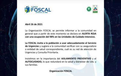 En alerta roja hospitalaria se declaró la Clínica Foscal