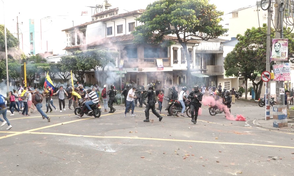 En enfrentamientos terminó jornada de protestas en Bucaramanga
