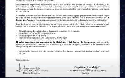 Llamado al ministro Alejandro Gaviria por cierre del Colegio la Quinta del Puente