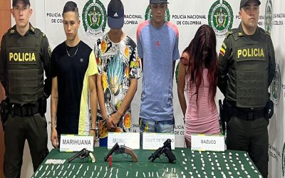 Capturan cuatro jóvenes por porte de armas y estupefacientes en Morrorico