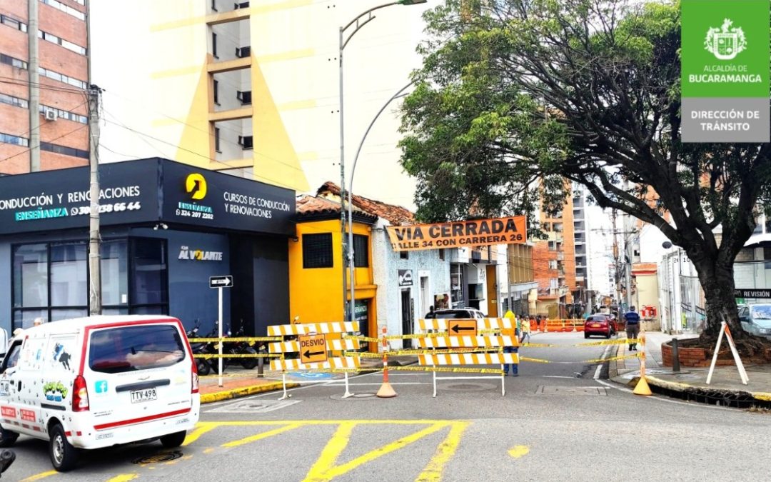 Cierre temporal de la calle 34 con carrera 26 por obras del Paseo España