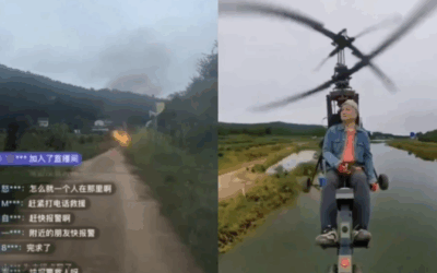 Creador de contenido chino murió mientras transmitía un vuelo en helicóptero