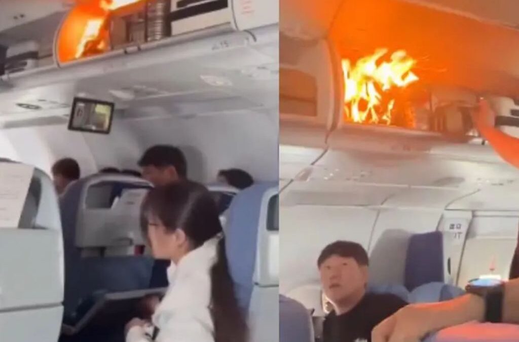 Salió fuego del avión y obligó a aterrizar de emergencia