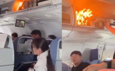 Salió fuego del avión y obligó a aterrizar de emergencia
