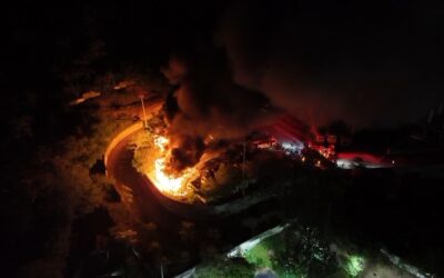 Portal Metrolínea en llamas generó pánico en Girón