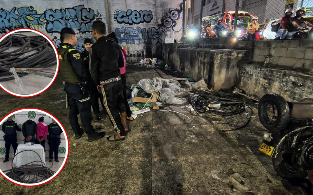 Así sorprendieron a dos personas robando cableado de semáforos en Bucaramanga