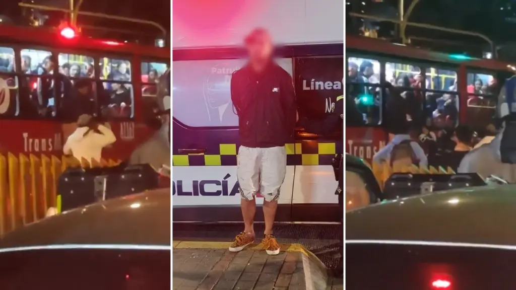 El robo que terminó al revés presunto ladrón quedó colgado de un Transmilenio