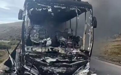 Detalles | Presuntos miembros del ELN incineran un bus en la vía Málaga – Cerrito